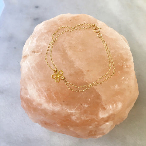 Cherry Blossom Rei Small Sakura Double Strand Bracelet - Gold Plated