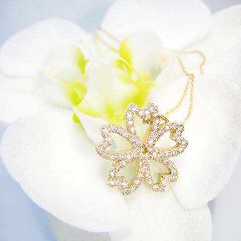 Large Diamond Pave Sakura Necklace