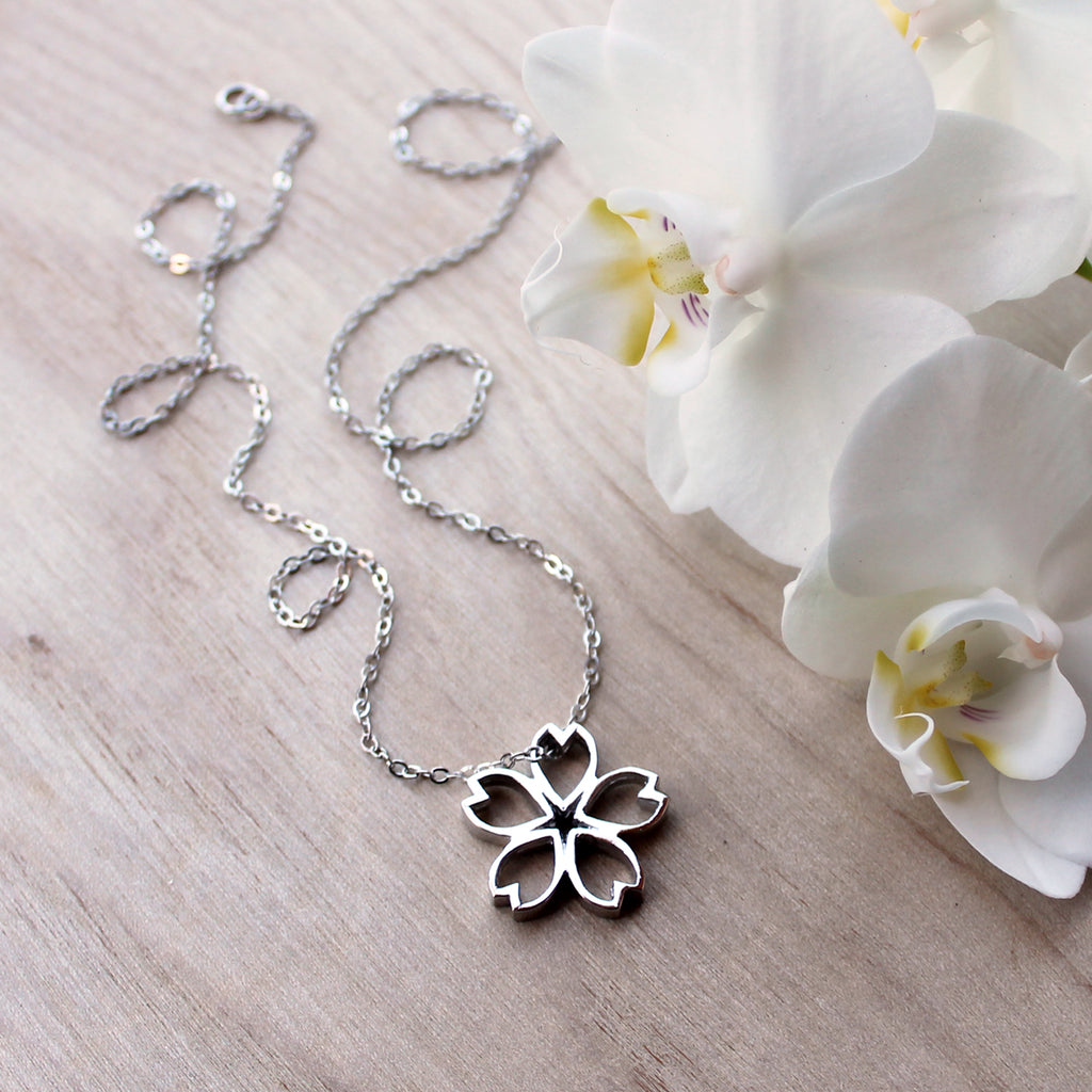Cherry Blossom Rei Sakura Necklace - Large, Sterling Silver