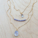 Oborozuki Necklace - Periwinkle Chalcedony