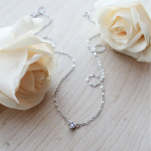 Yuuyake Necklace - clear diamond, White Gold